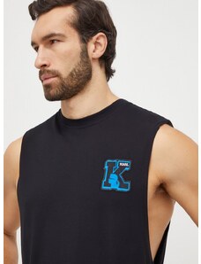Pamučna majica Karl Lagerfeld za muškarce, boja: crna