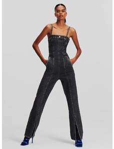 Traper kombinezon Karl Lagerfeld Jeans boja: siva, pamučni, s kockastim izrezom