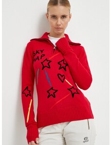 Vuneni pulover Rossignol JCC za žene, boja: crvena, s dolčevitom