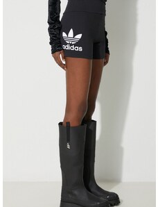 Kratke hlače adidas Originals za žene, boja: crna, s tiskom, visoki struk