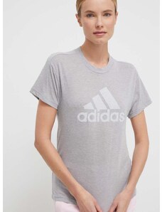 Majica kratkih rukava adidas za žene, boja: siva