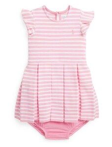 Pamučna haljina za bebe Polo Ralph Lauren boja: ružičasta, mini, širi se prema dolje
