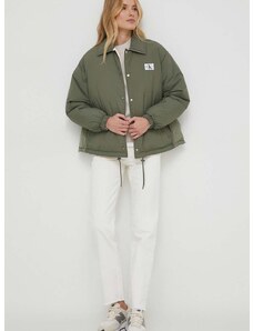 Dvostrana jakna Calvin Klein Jeans za žene, boja: zelena, za prijelazno razdoblje
