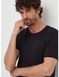 Pamučna majica BOSS za muškarce, boja: crna, bez uzorka
