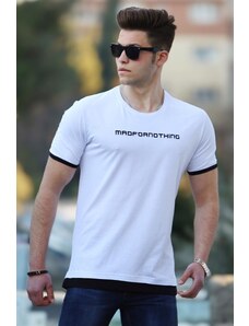 Madmext Men's Printed White T-Shirt 4479
