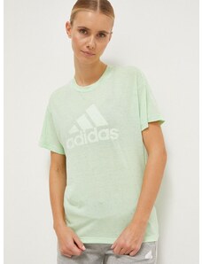 Majica kratkih rukava adidas za žene, boja: zelena