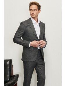 ALTINYILDIZ CLASSICS Men's Anthracite Slim Fit Slim Fit Dovetail Collar Patterned Suit.