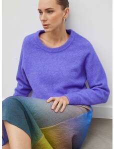 Vuneni pulover Samsoe Samsoe za žene, boja: ljubičasta, lagani