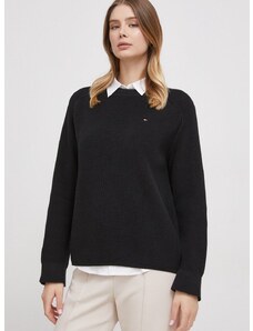 Pamučni pulover Tommy Hilfiger boja: crna, topli