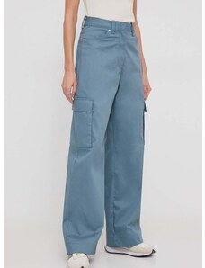 Hlače Calvin Klein Jeans za žene, ravni kroj, visoki struk