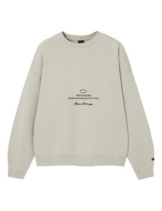 Pull&Bear Sweater majica sivkasto bež / crna