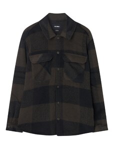 Pull&Bear Prijelazna jakna tamno smeđa / crna