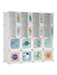 Modularni sustav za pohranu, 16 kockica za pohranu igračaka, bijele boje | SONGMICS