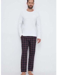 Pidžama BOSS za muškarce, boja: bijela, s uzorkom