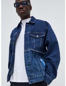 Traper jakna Karl Lagerfeld Jeans za muškarce, boja: tamno plava, za prijelazno razdoblje, oversize