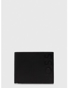 Kožni novčanik BOSS za muškarce, boja: crna