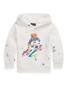 Dječja dukserica Polo Ralph Lauren boja: bijela, s kapuljačom, s uzorkom