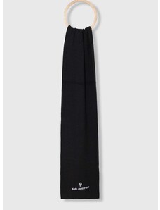 Kratki šal s primjesom vune Karl Lagerfeld boja: crna, s aplikacijom