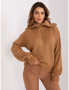 Fashionhunters Camel knitted turtleneck sweater