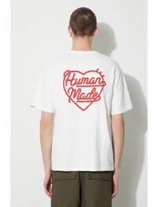 Pamučna majica Human Made Heart Badge za muškarce, boja: bijela, s tiskom, HM26CS002