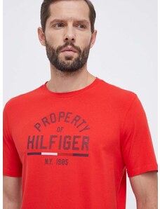 Majica kratkih rukava Tommy Hilfiger za muškarce, boja: narančasta, s tiskom
