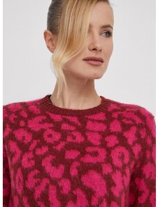 Pulover s dodatkom vune United Colors of Benetton za žene, boja: ružičasta, lagani