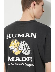 Pamučna majica Human Made Pocket za muškarce, boja: crna, bez uzorka, HM26CS003