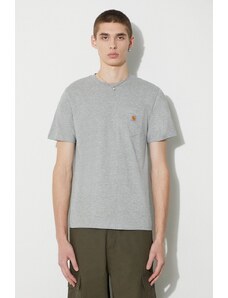 Pamučna majica Carhartt WIP S/S Pocket T-Shirt za muškarce, boja: siva, melanž, I030434.V6XX