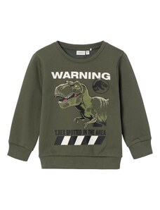 NAME IT Sweater majica 'Nat Jurassic' zelena / kaki / crna / bijela