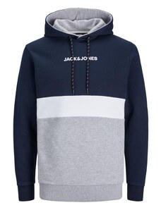 JACK & JONES Sweater majica mornarsko plava / siva melange / bijela