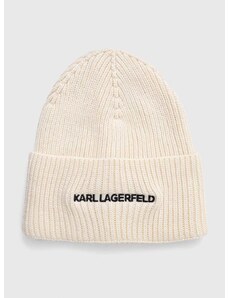 Kapa Karl Lagerfeld boja: bež, od tanke pletenine
