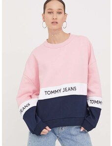 Dukserica Tommy Jeans za žene, boja: ružičasta, s uzorkom