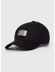 Pamučna kapa sa šiltom Calvin Klein Jeans boja: crna, s aplikacijom