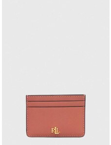 Kožni etui za kartice Lauren Ralph Lauren boja: ružičasta