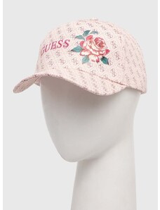 Pamučna kapa sa šiltom Guess boja: ružičasta, s uzorkom