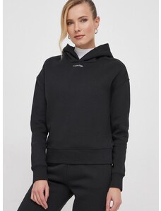 Dukserica Calvin Klein za žene, boja: crna, s kapuljačom, bez uzorka