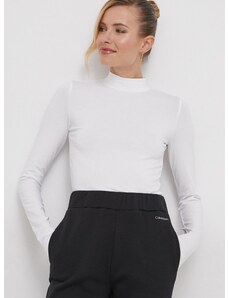 Majica dugih rukava Calvin Klein za žene, boja: bež, s poludolčevitom