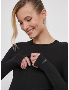 Majica dugih rukava Calvin Klein za žene, boja: crna