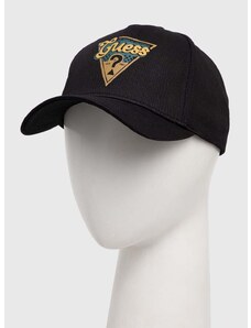 Pamučna kapa sa šiltom Guess boja: crna, s tiskom