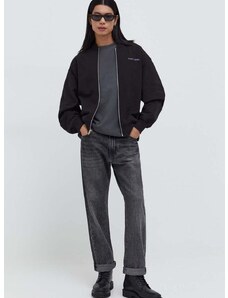 Pamučna dukserica Tommy Jeans za muškarce, boja: crna, bez uzorka