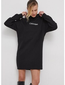 Pamučna haljina Calvin Klein boja: crna, mini, oversize