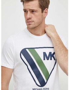 Pamučna majica Michael Kors za muškarce, boja: bijela, s tiskom