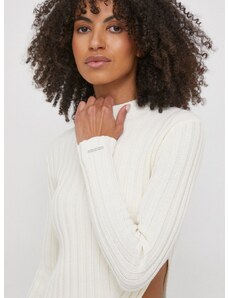 Pulover s dodatkom vune Calvin Klein za žene, boja: bež, lagani, s poludolčevitom