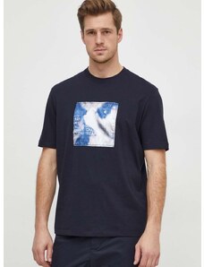 Pamučna majica Armani Exchange za muškarce, boja: tamno plava, s aplikacijom, 3DZTLB ZJ9JZ