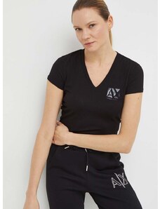 Pamučna majica Armani Exchange za žene, boja: crna, 3DYT03 YJ3RZ