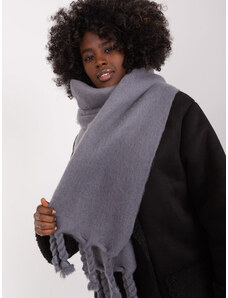 Fashionhunters Dark gray women's scarf with fringe