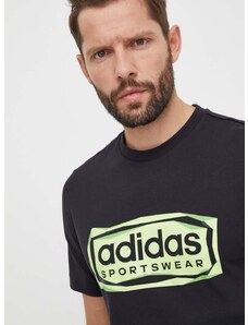 Pamučna majica adidas za muškarce, boja: crna, s tiskom IM8297