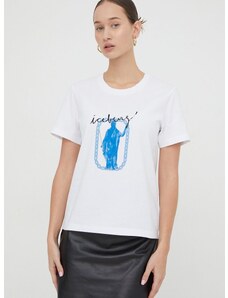 Pamučna majica Iceberg za žene, boja: bijela