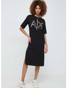 Pamučna haljina Armani Exchange boja: crna, mini, ravna, 3DYA70 YJ3RZ