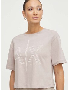 Pamučna majica Armani Exchange za žene, boja: bež, 3DYT06 YJ3RZ